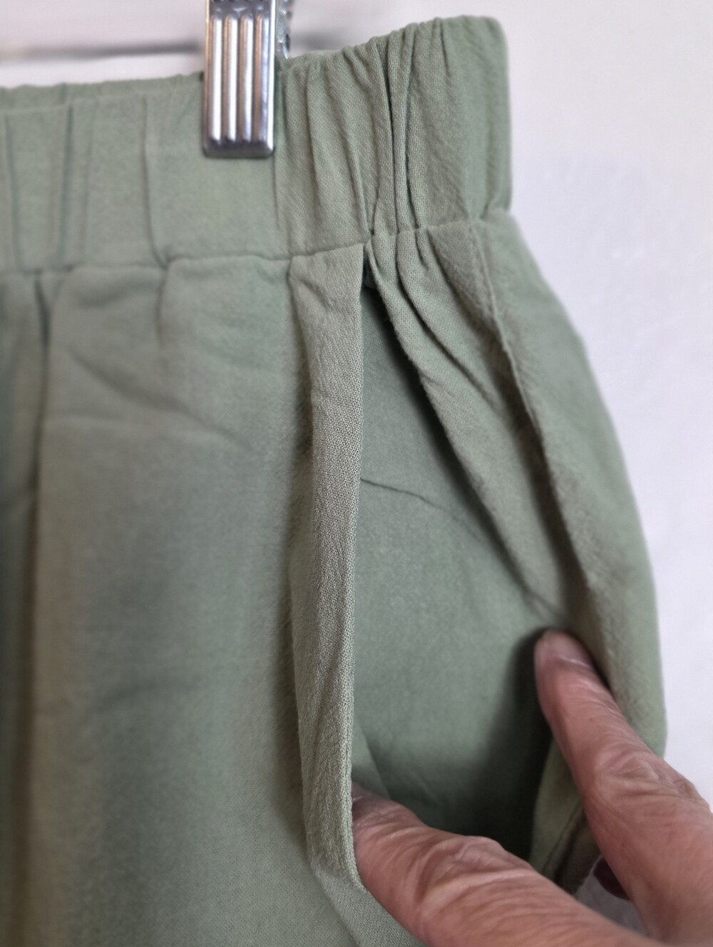 Light Sage Wide-Leg nonfunctional Drawstring Pants Cute Out XLarge Cotton New - Picture 5 of 16